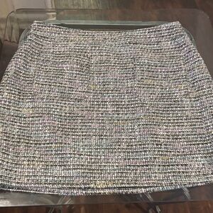 LOFT Tweed Mini Skirt in Black, Gray, and Cream